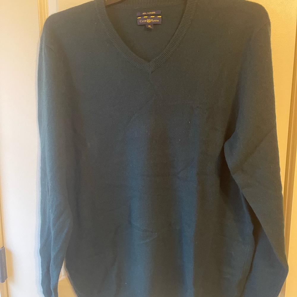 Club Room Cashmere Men's Green V-Neck Sweater